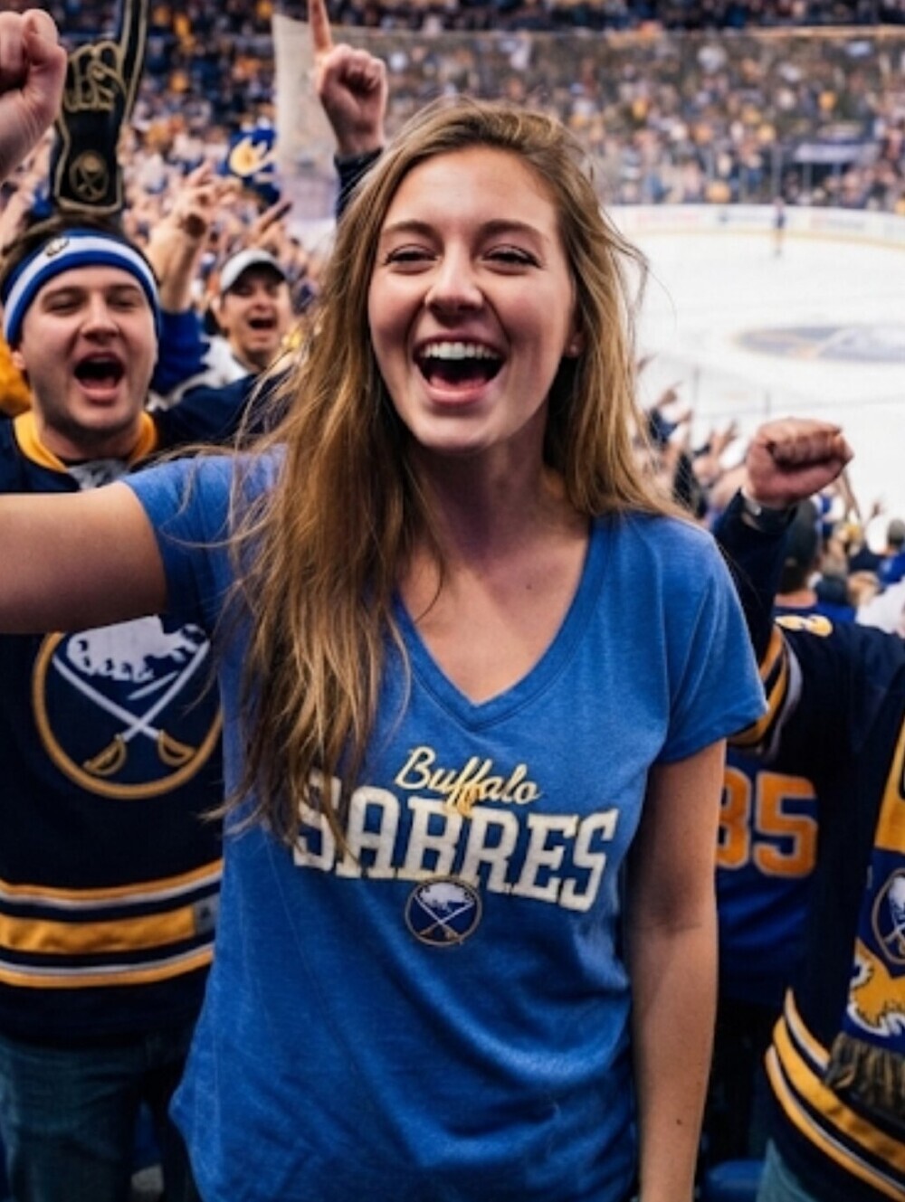 Buffalo Sabres NHL Hockey V Neck Short Sleeve Shirt Size Small NWT